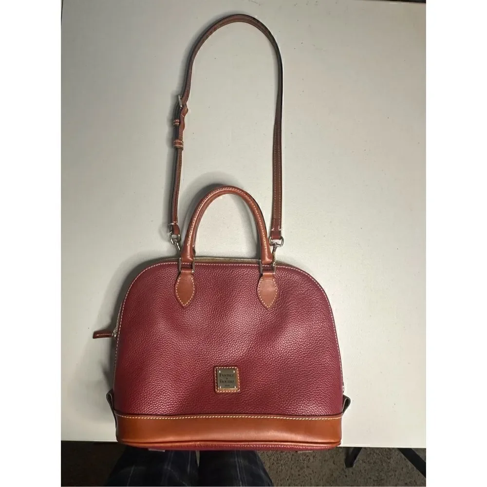 Dooney & Bourke Pebbled Grain Leather Satchel Handbag Burgundy Comes w/ Dust Bag
